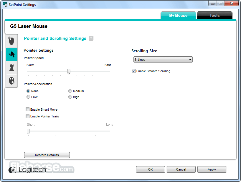 logitech setpoint mouse keyboard not in tools